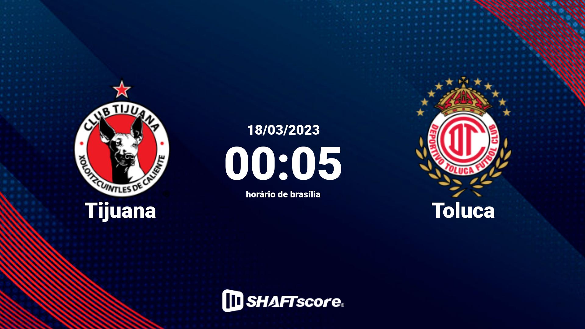 Estatísticas do jogo Tijuana vs Toluca 18.03 00:05