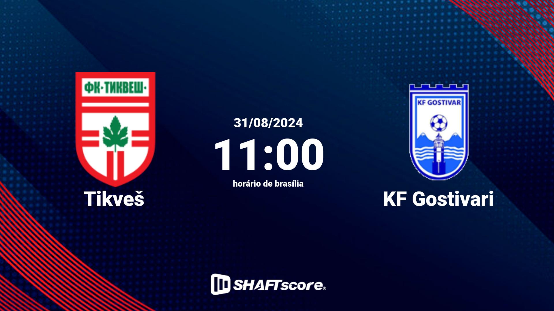 Estatísticas do jogo Tikveš vs KF Gostivari 31.08 11:00