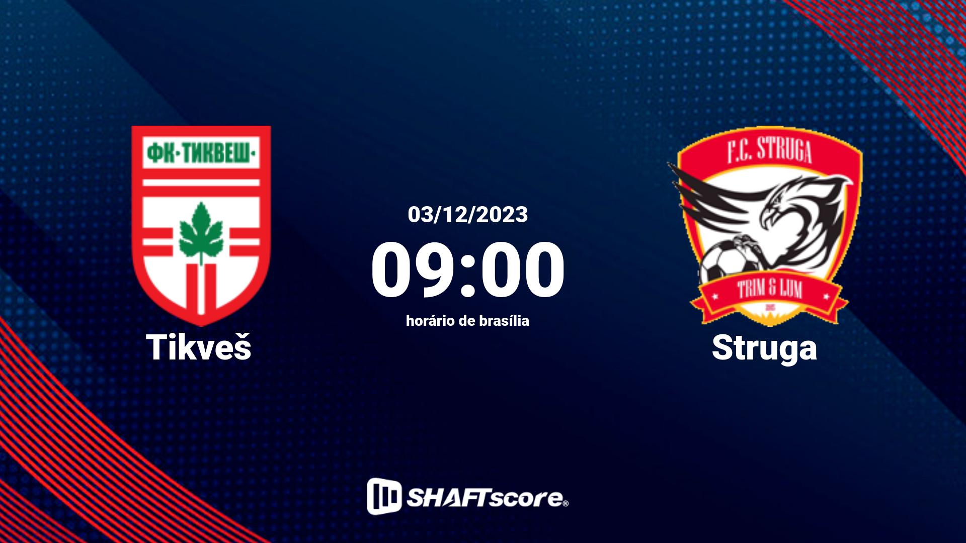 Estatísticas do jogo Tikveš vs Struga 03.12 09:00