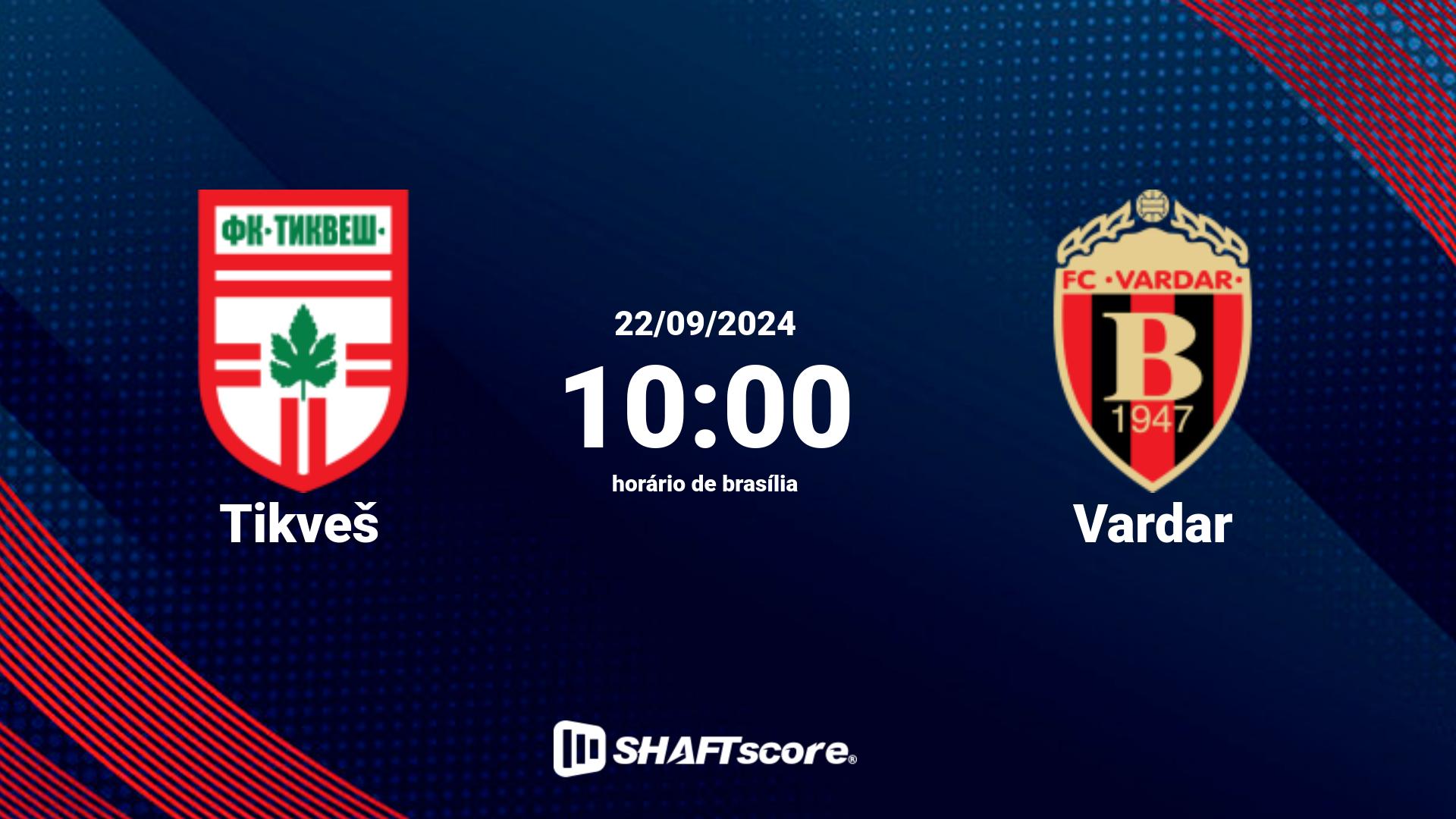 Estatísticas do jogo Tikveš vs Vardar 22.09 10:00