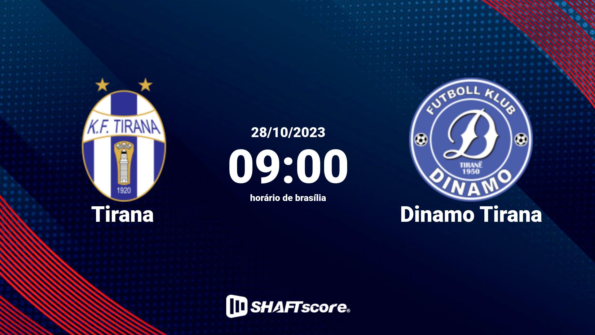 Estatísticas do jogo Tirana vs Dinamo Tirana 28.10 09:00