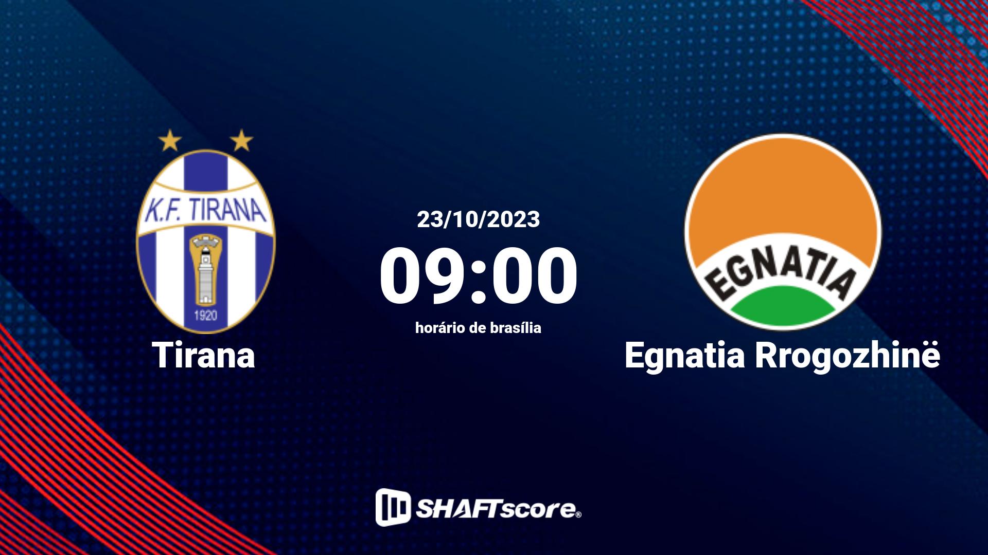 Estatísticas do jogo Tirana vs Egnatia Rrogozhinë 23.10 09:00