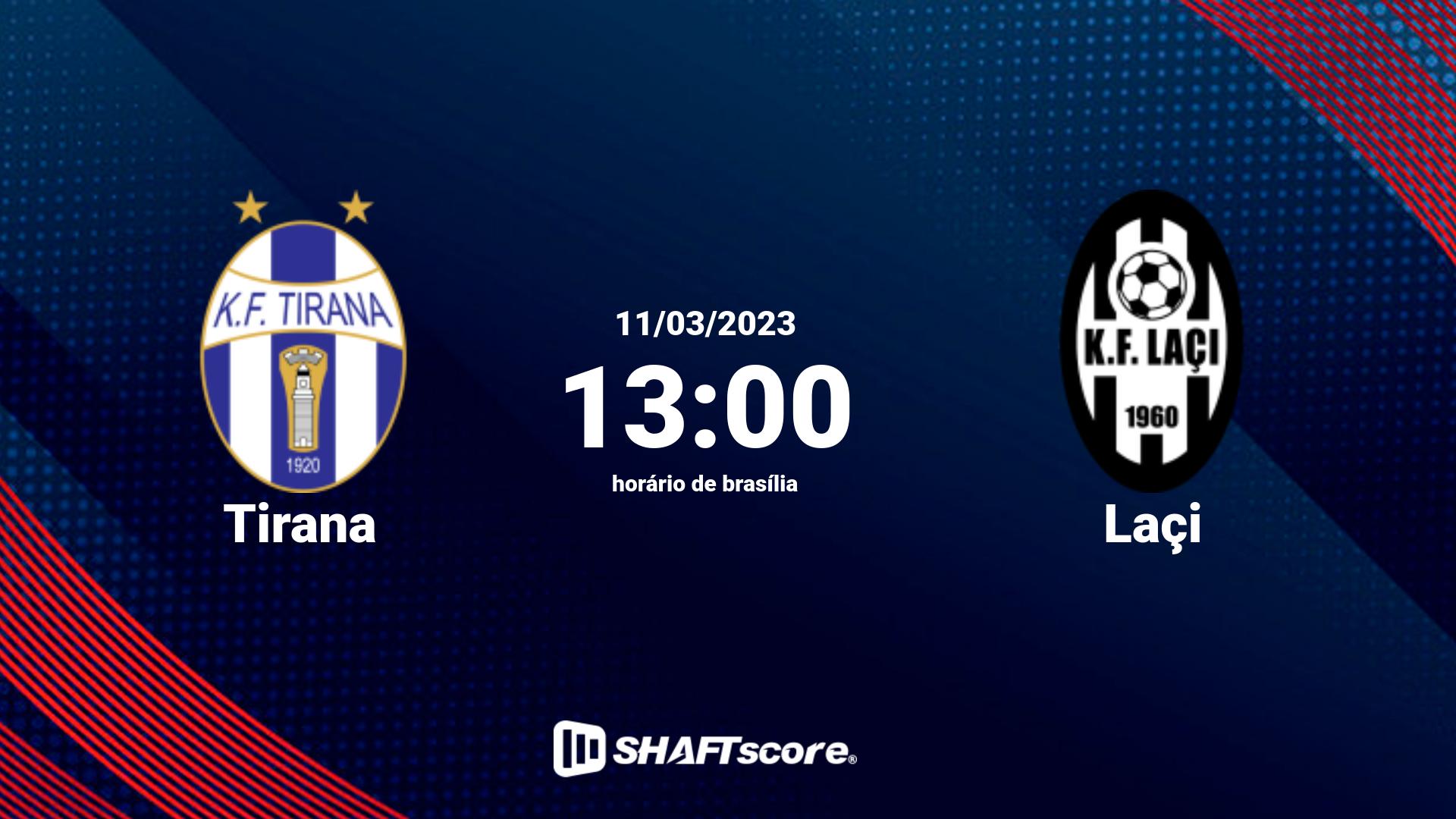 Estatísticas do jogo Tirana vs Laçi 11.03 13:00