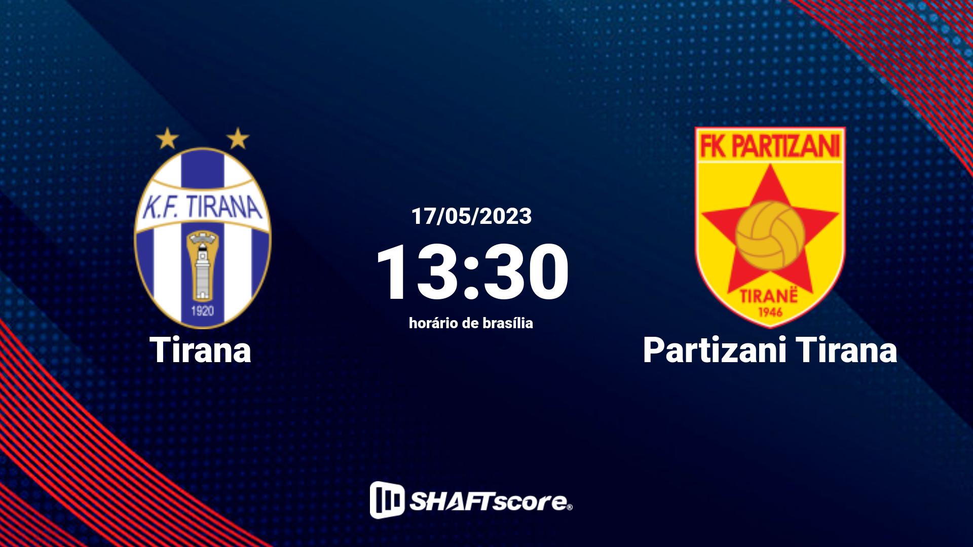 Estatísticas do jogo Tirana vs Partizani Tirana 17.05 13:30