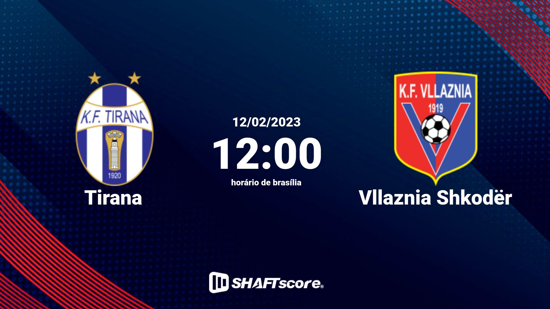 Estatísticas do jogo Tirana vs Vllaznia Shkodër 12.02 12:00