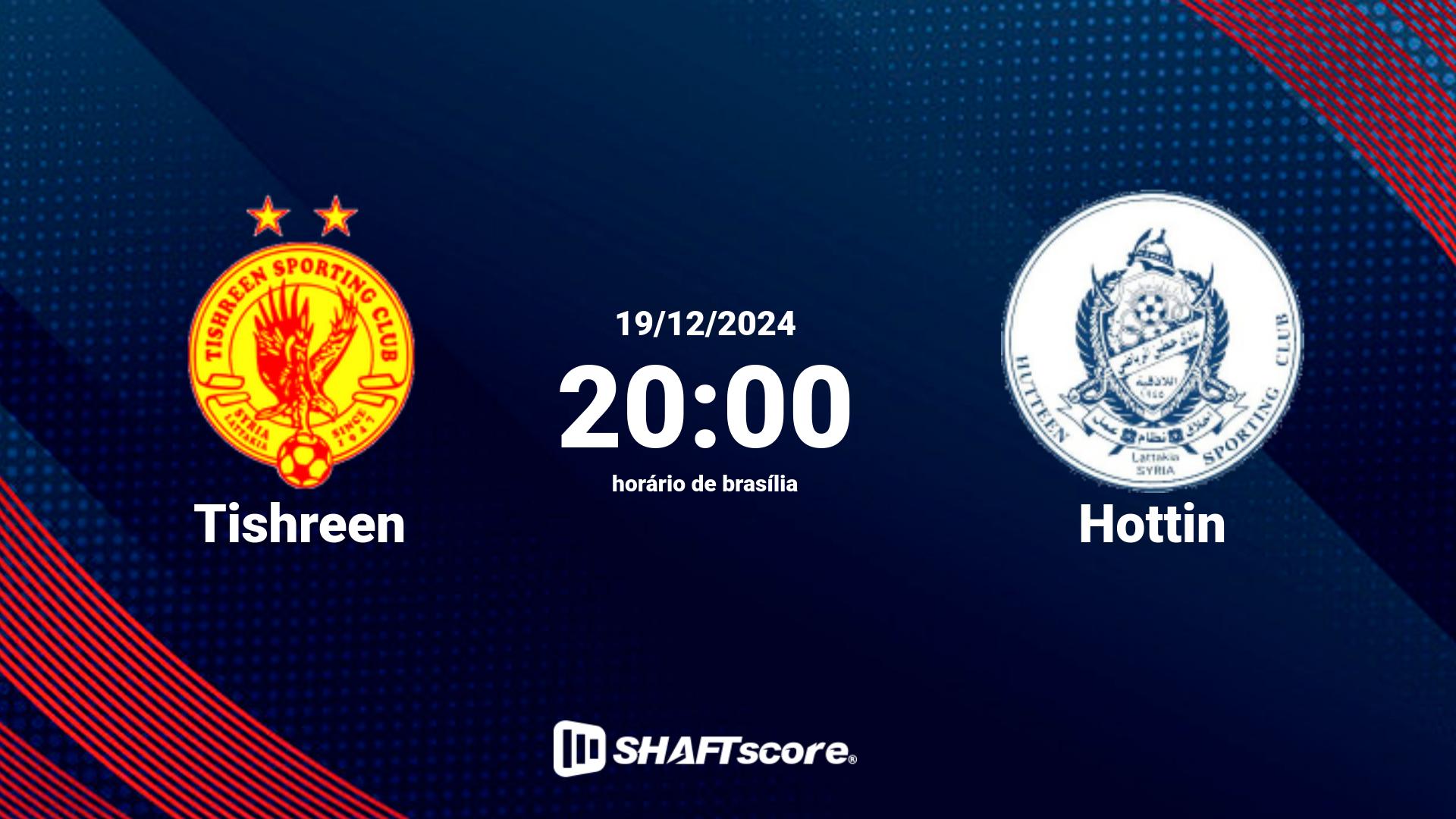 Estatísticas do jogo Tishreen vs Hottin 19.12 20:00