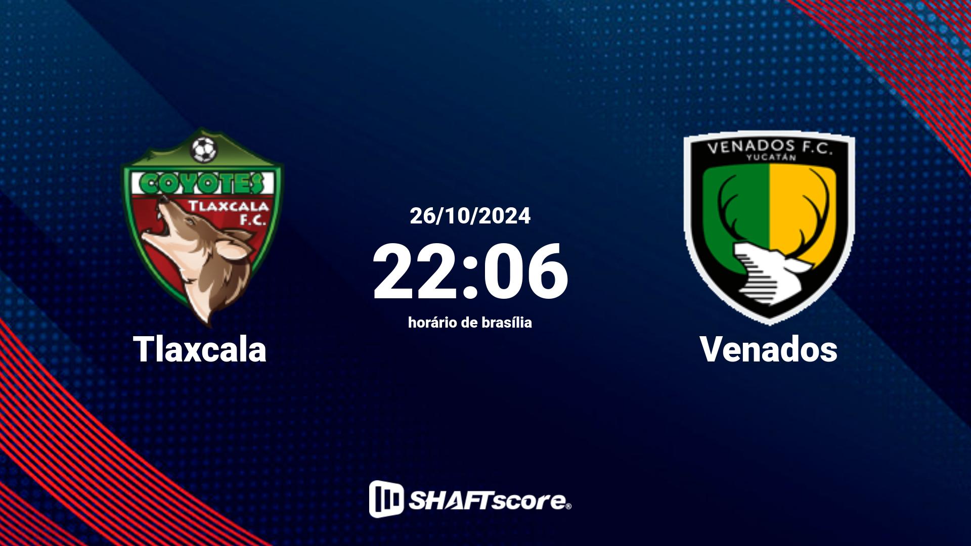 Estatísticas do jogo Tlaxcala vs Venados 26.10 22:06