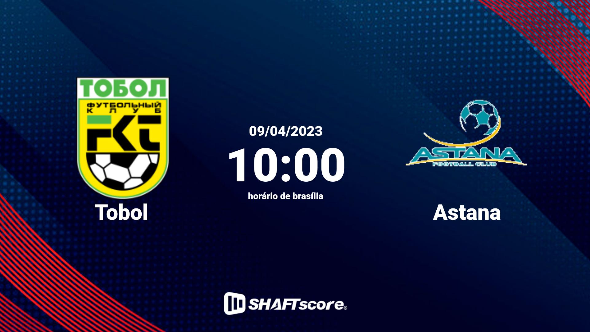 Estatísticas do jogo Tobol vs Astana 09.04 10:00