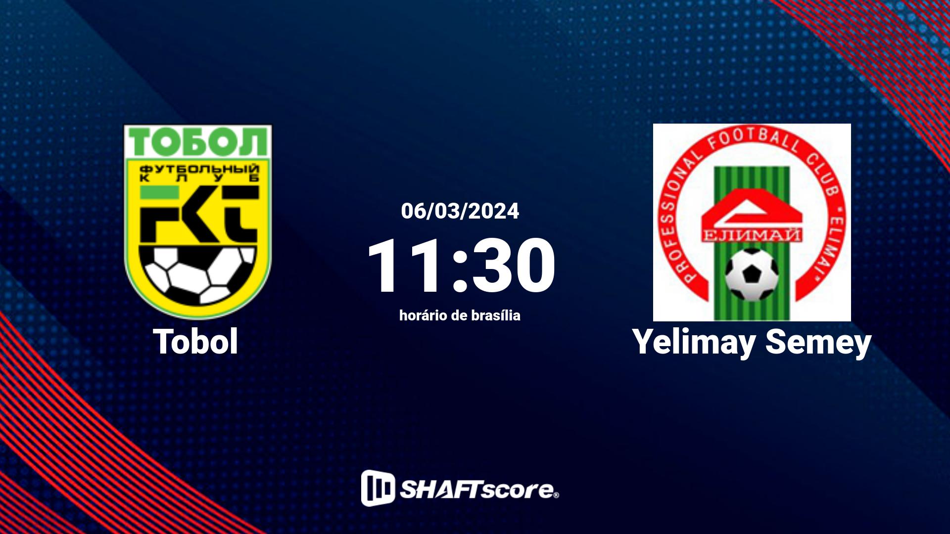 Estatísticas do jogo Tobol vs Yelimay Semey 06.03 11:30