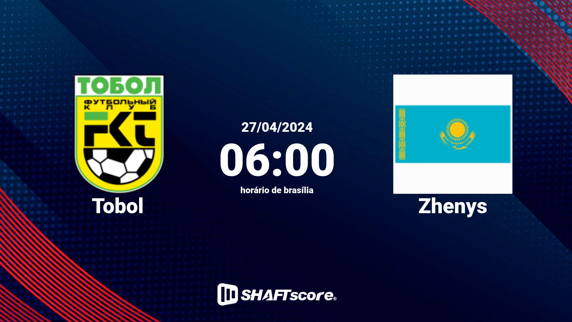 Estatísticas do jogo Tobol vs Zhenys 27.04 06:00