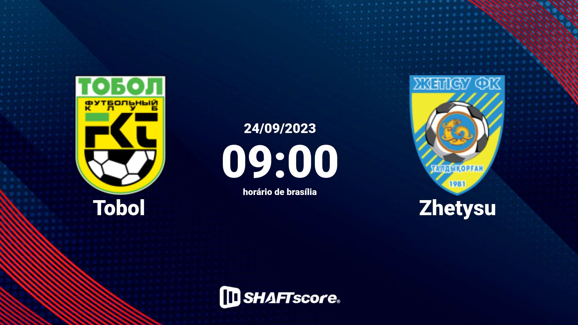 Estatísticas do jogo Tobol vs Zhetysu 24.09 09:00