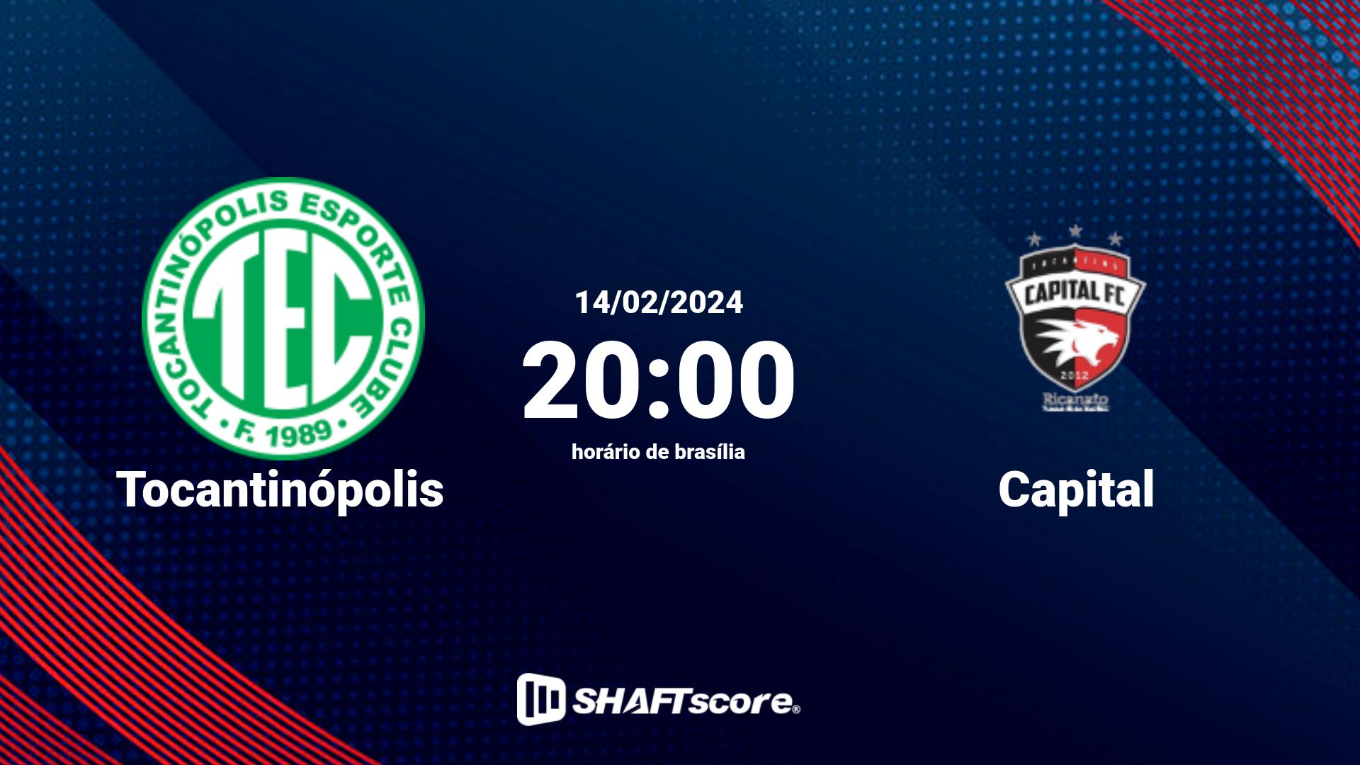 Estatísticas do jogo Tocantinópolis vs Capital 14.02 20:00