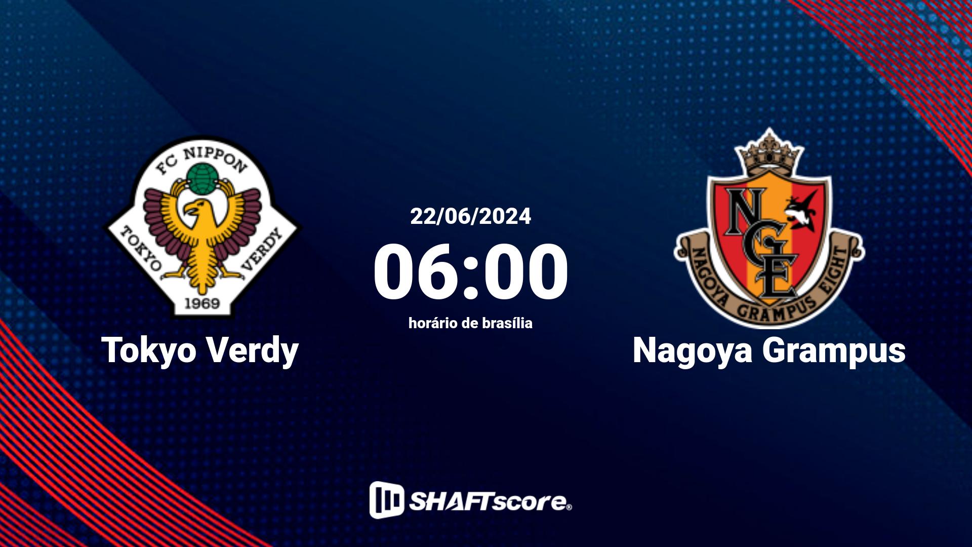 Estatísticas do jogo Tokyo Verdy vs Nagoya Grampus 22.06 06:00