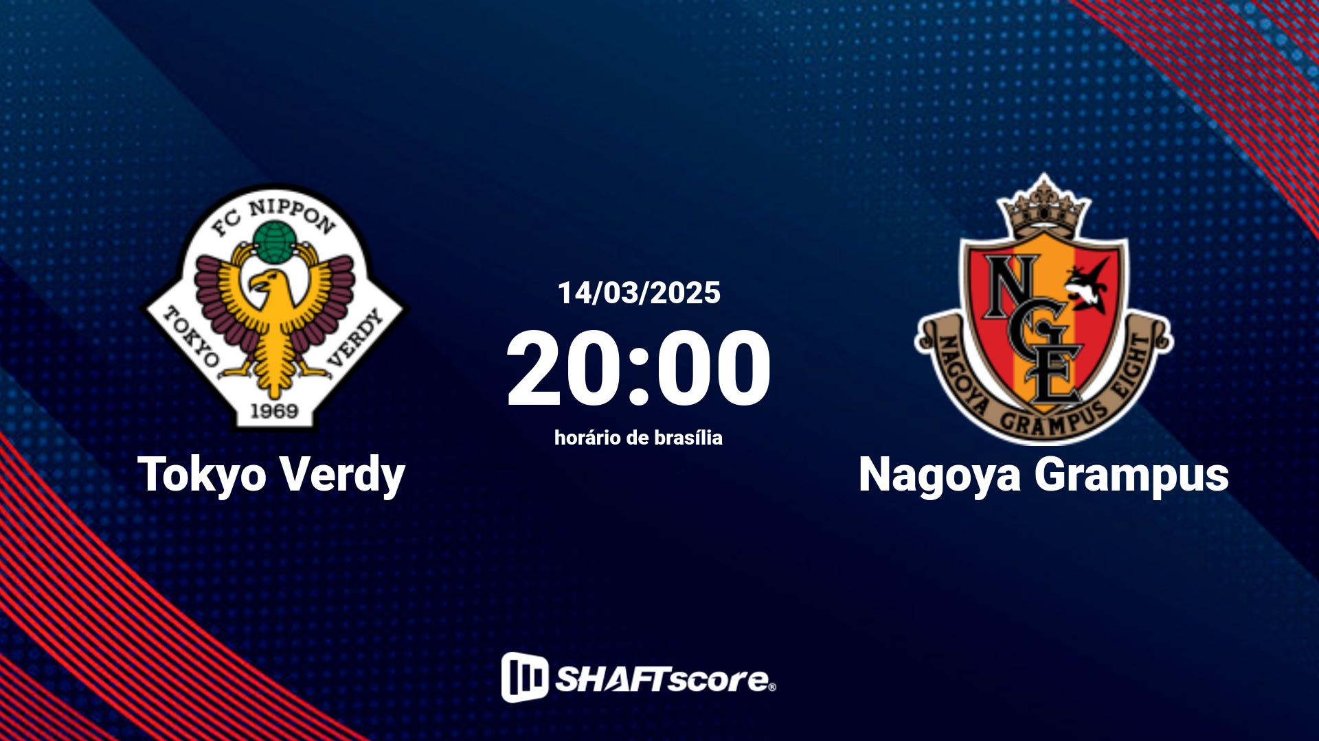 Estatísticas do jogo Tokyo Verdy vs Nagoya Grampus 14.03 20:00