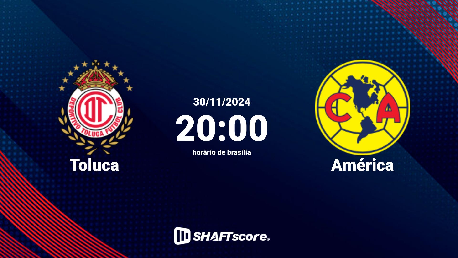 Estatísticas do jogo Toluca vs América 30.11 20:00