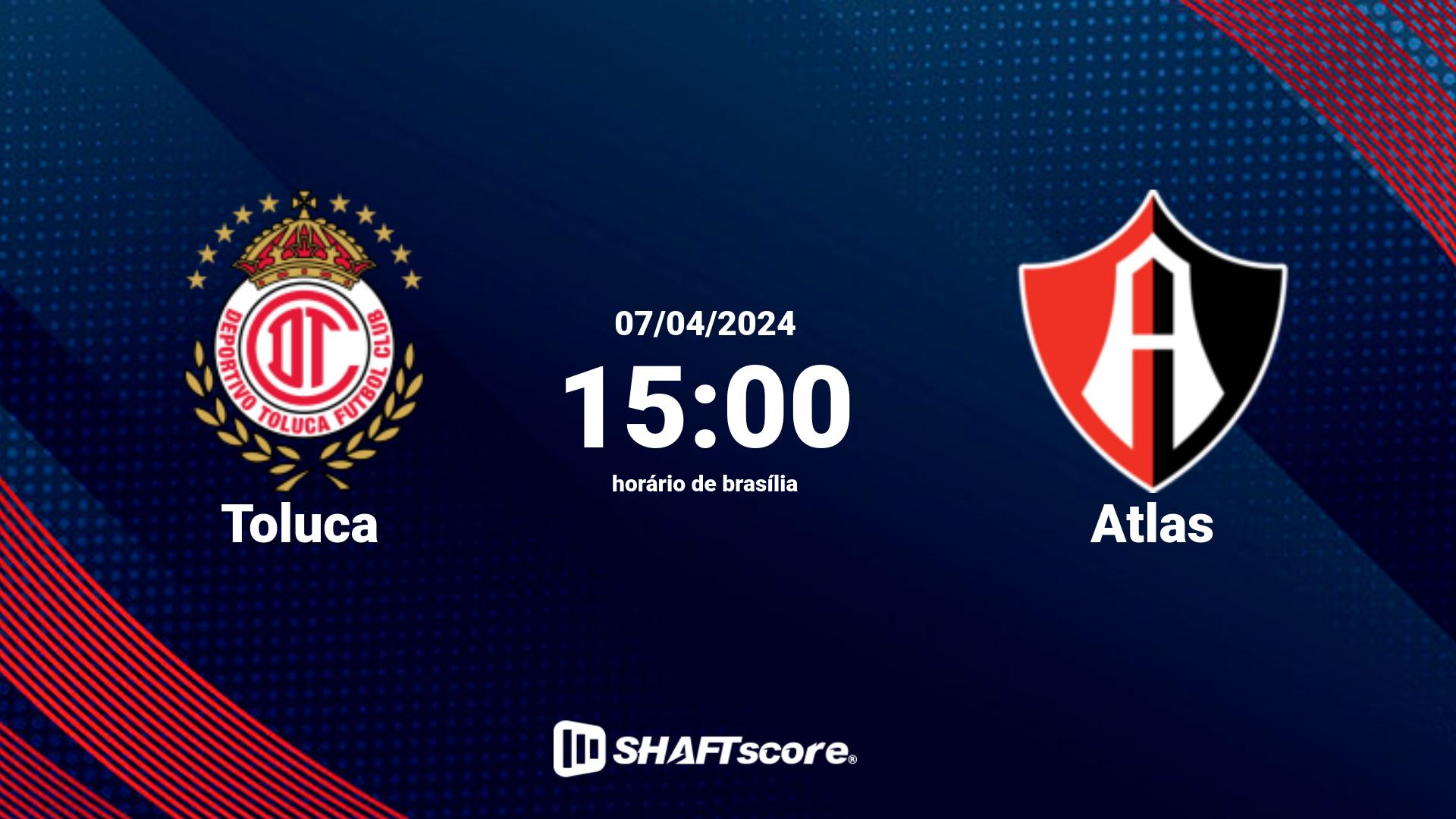 Estatísticas do jogo Toluca vs Atlas 07.04 15:00