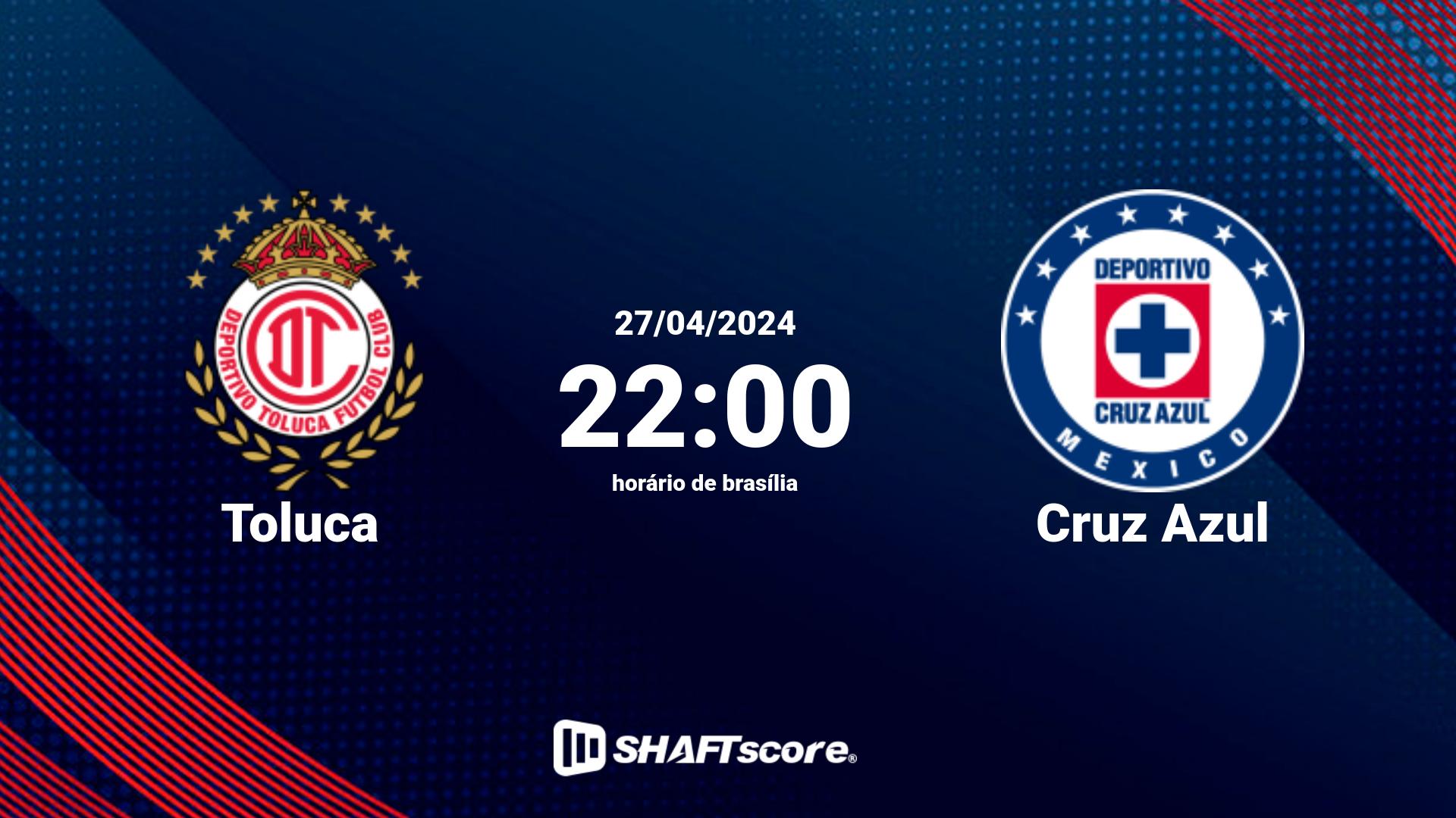 Estatísticas do jogo Toluca vs Cruz Azul 27.04 22:00
