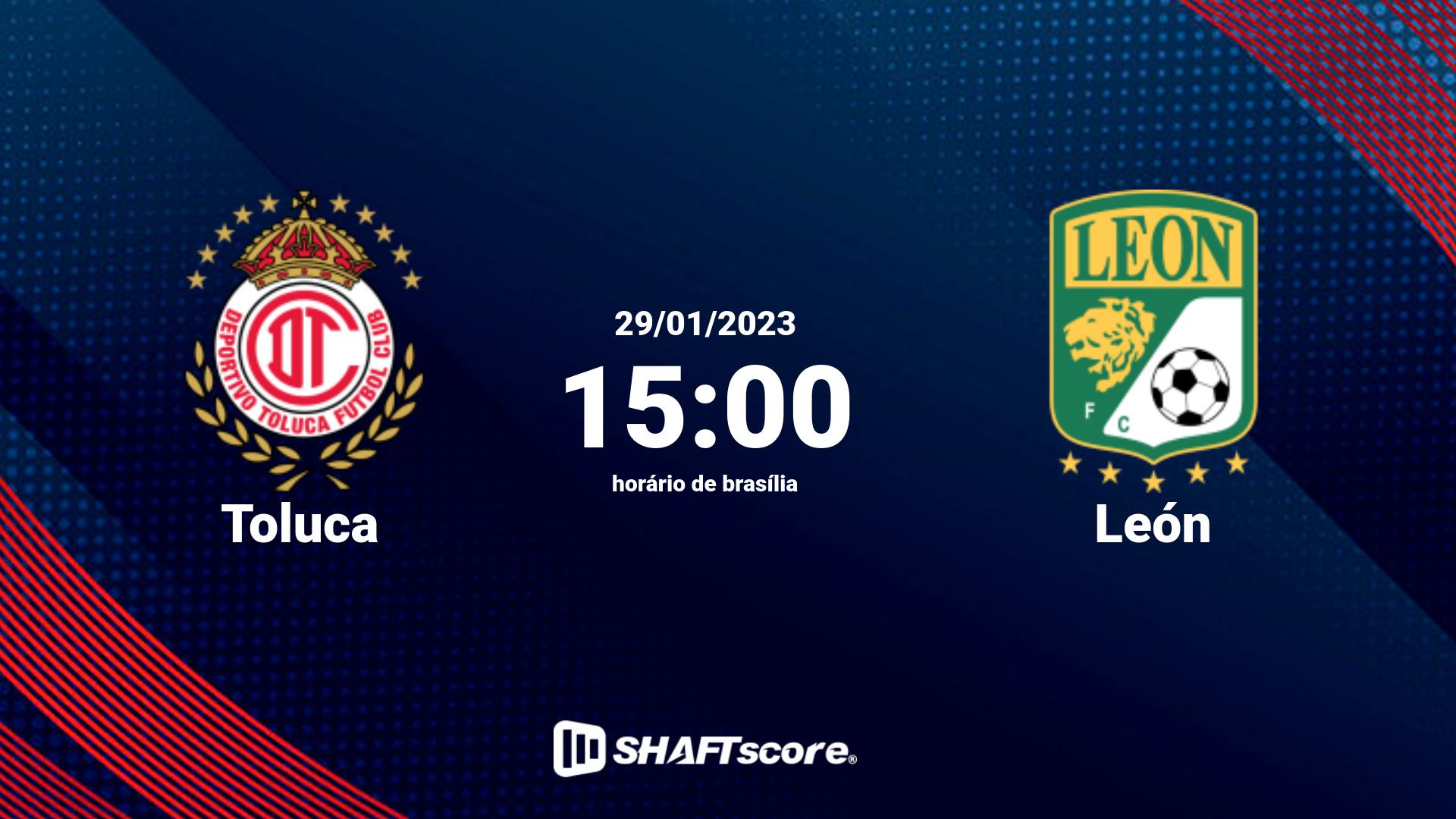 Estatísticas do jogo Toluca vs León 29.01 15:00