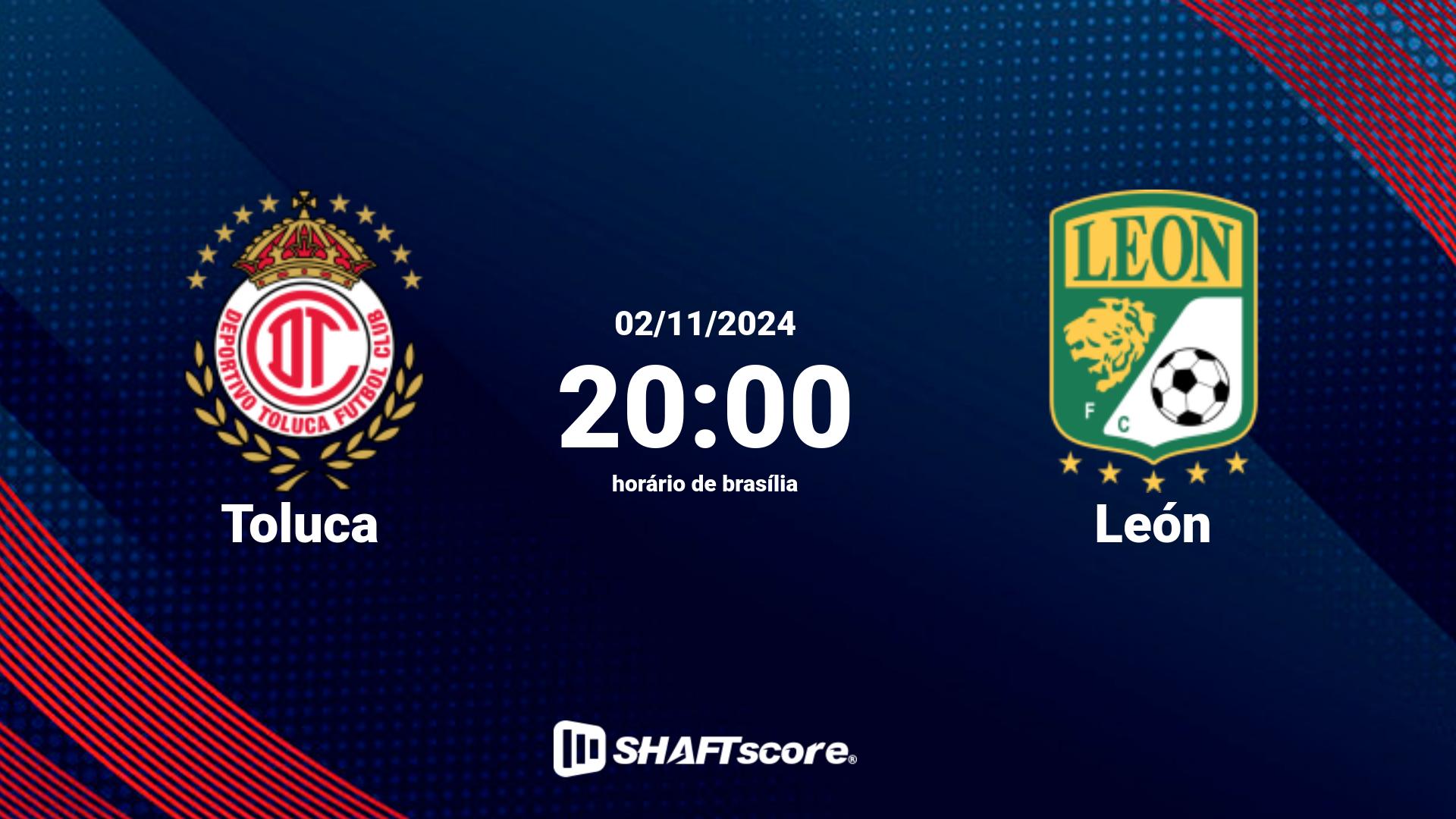 Estatísticas do jogo Toluca vs León 02.11 20:00