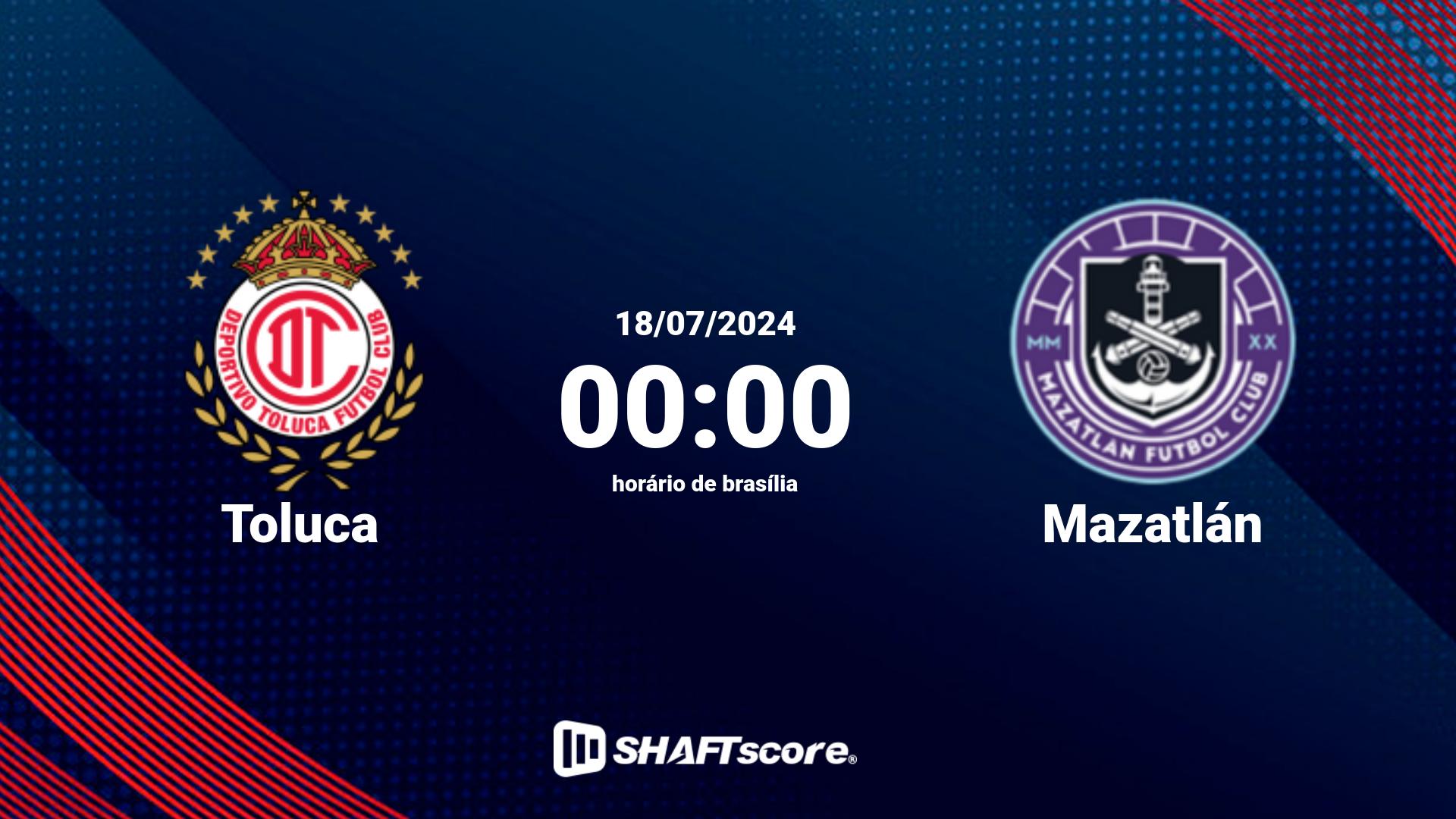 Estatísticas do jogo Toluca vs Mazatlán 18.07 00:00