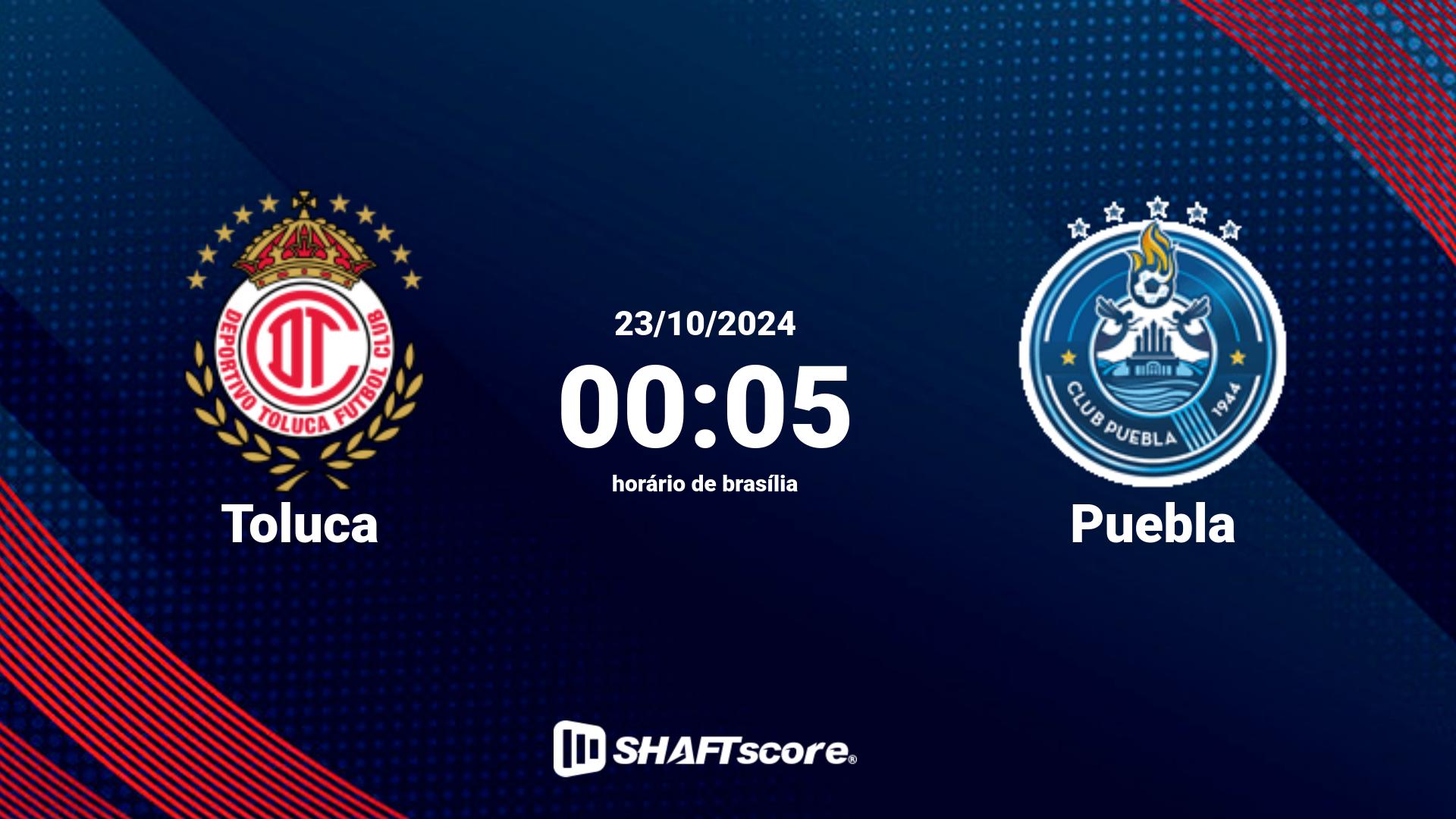 Estatísticas do jogo Toluca vs Puebla 23.10 00:05