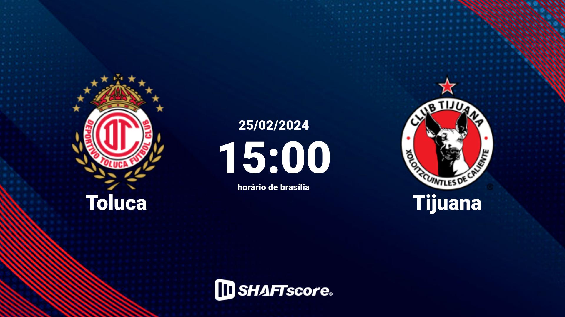 Estatísticas do jogo Toluca vs Tijuana 25.02 15:00