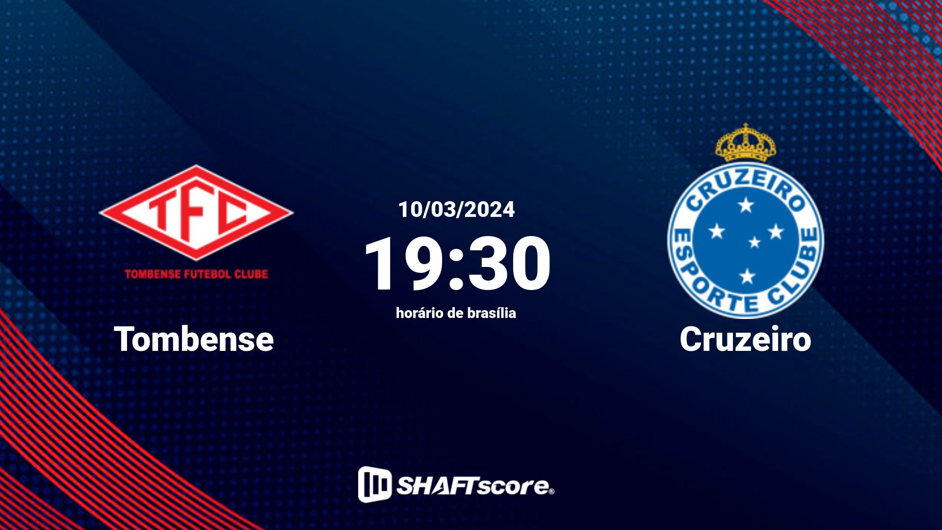 Estatísticas do jogo Tombense vs Cruzeiro 10.03 19:30