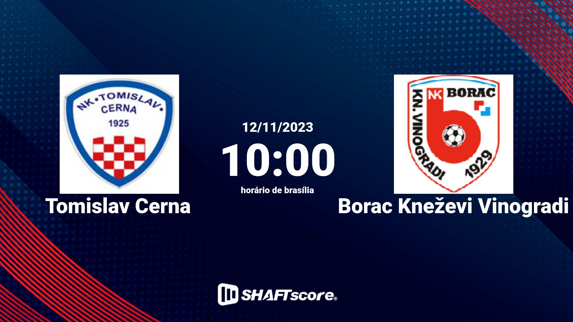 Estatísticas do jogo Tomislav Cerna vs Borac Kneževi Vinogradi 12.11 10:00