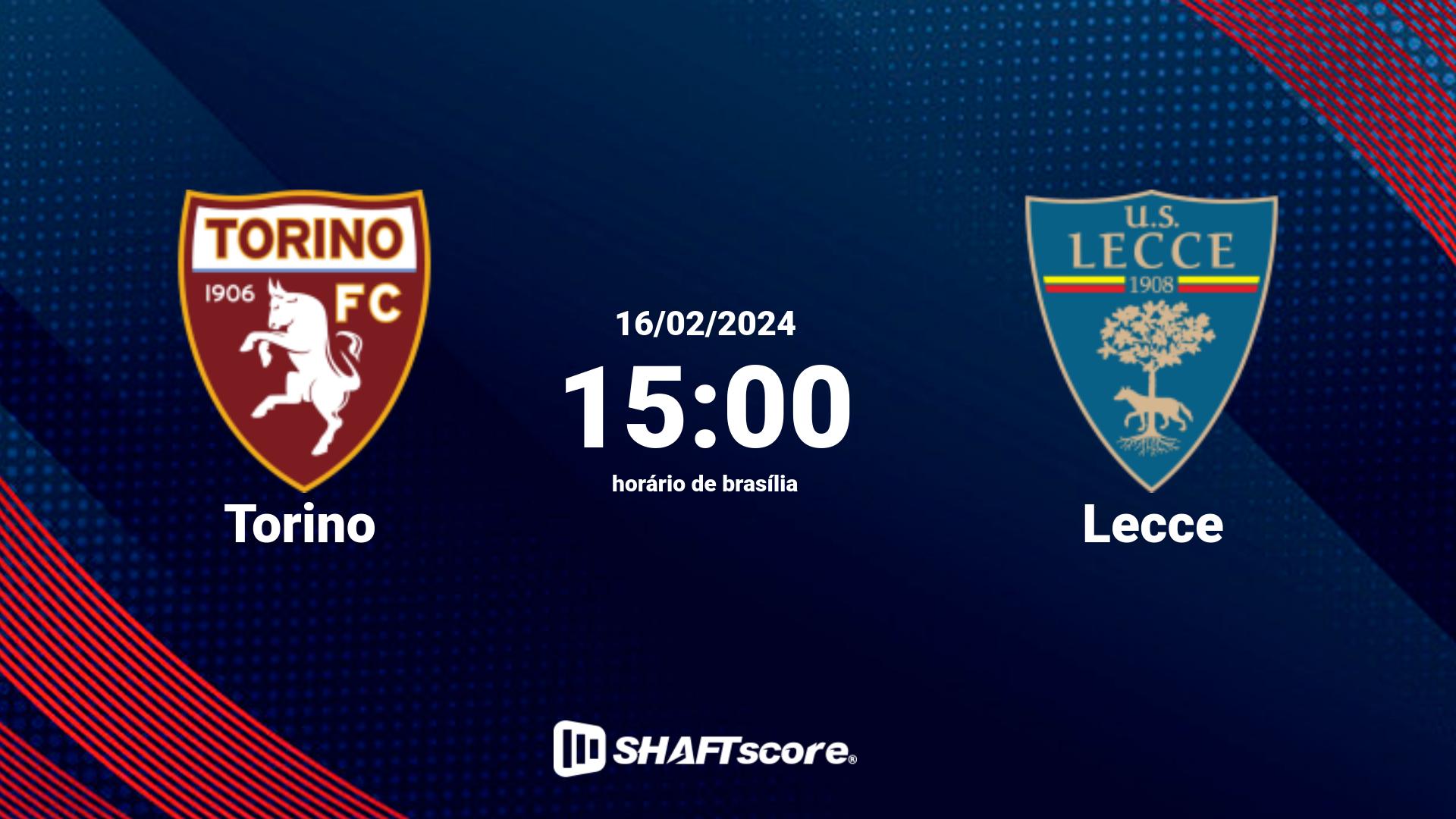 Estatísticas do jogo Torino vs Lecce 16.02 15:00