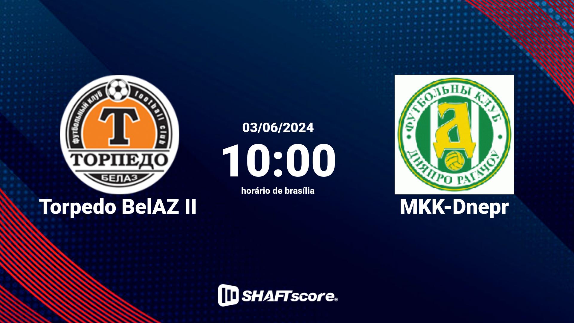 Estatísticas do jogo Torpedo BelAZ II vs MKK-Dnepr 03.06 10:00