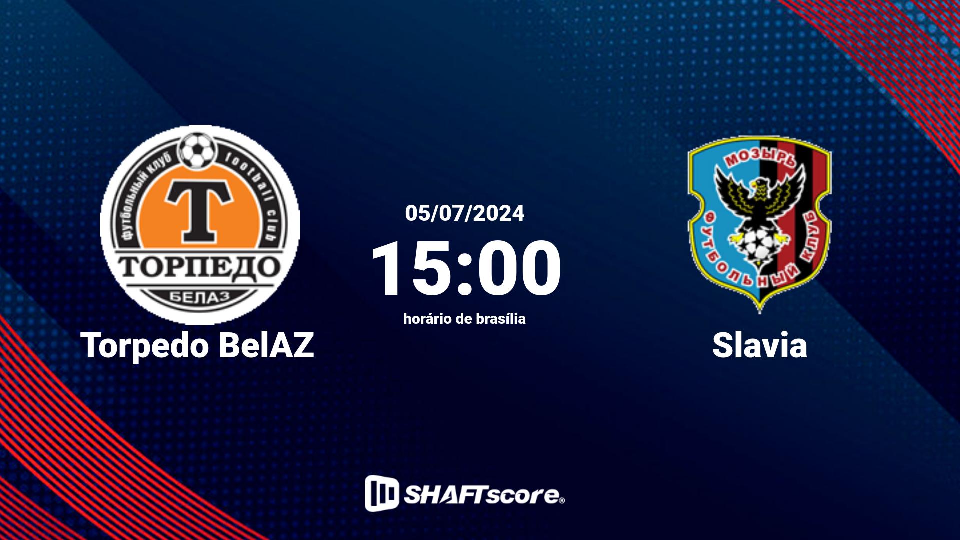 Estatísticas do jogo Torpedo BelAZ vs Slavia 05.07 15:00