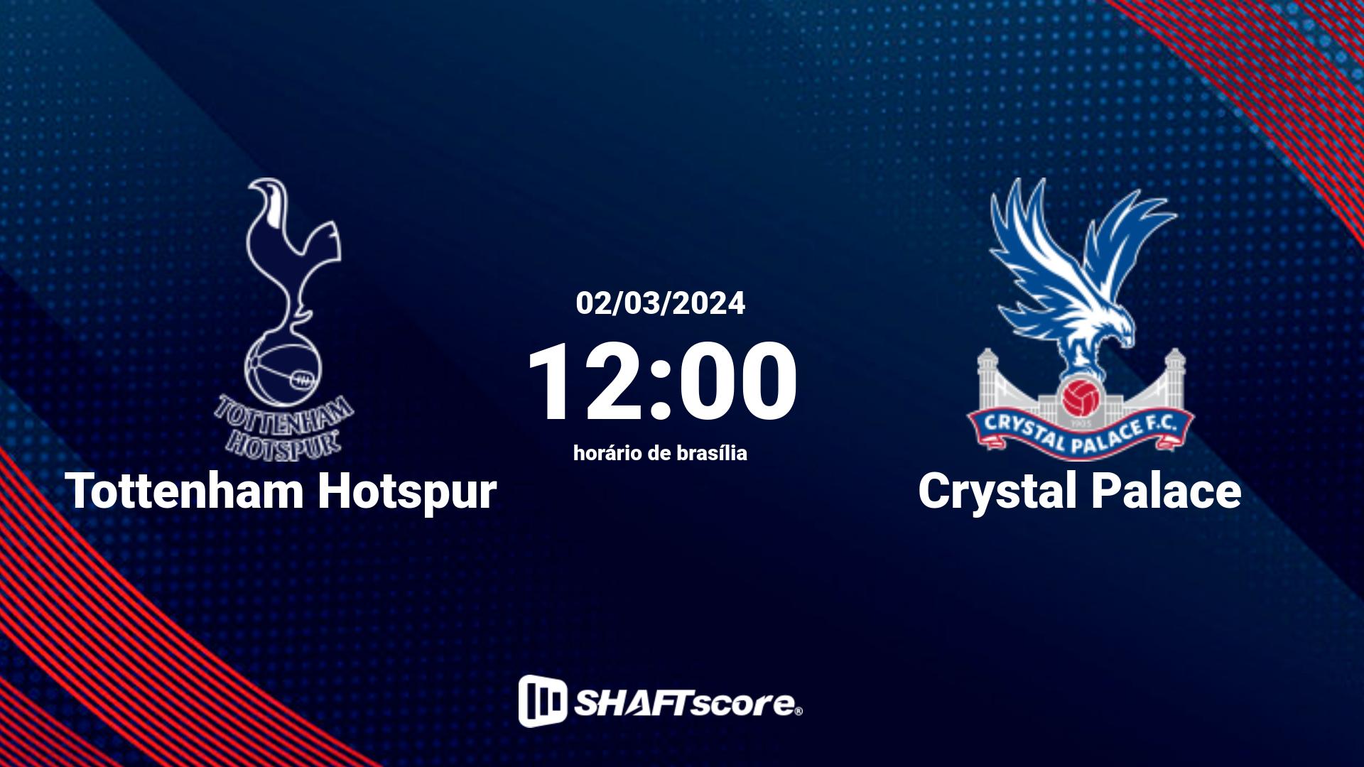 Estatísticas do jogo Tottenham Hotspur vs Crystal Palace 02.03 12:00