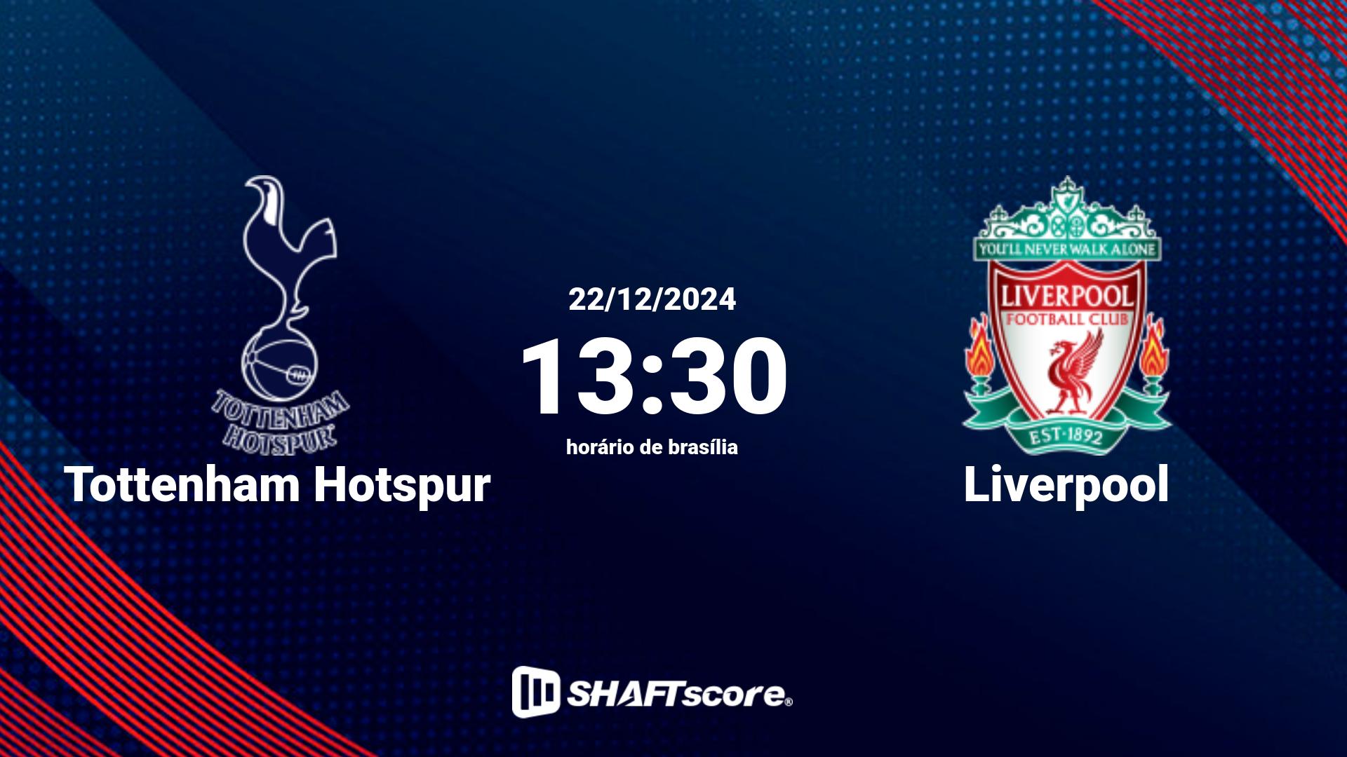 Estatísticas do jogo Tottenham Hotspur vs Liverpool 22.12 13:30