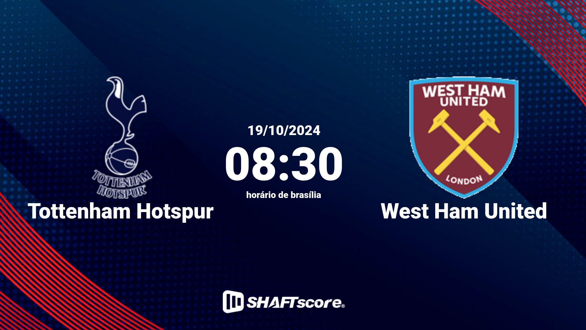 Estatísticas do jogo Tottenham Hotspur vs West Ham United 19.10 08:30