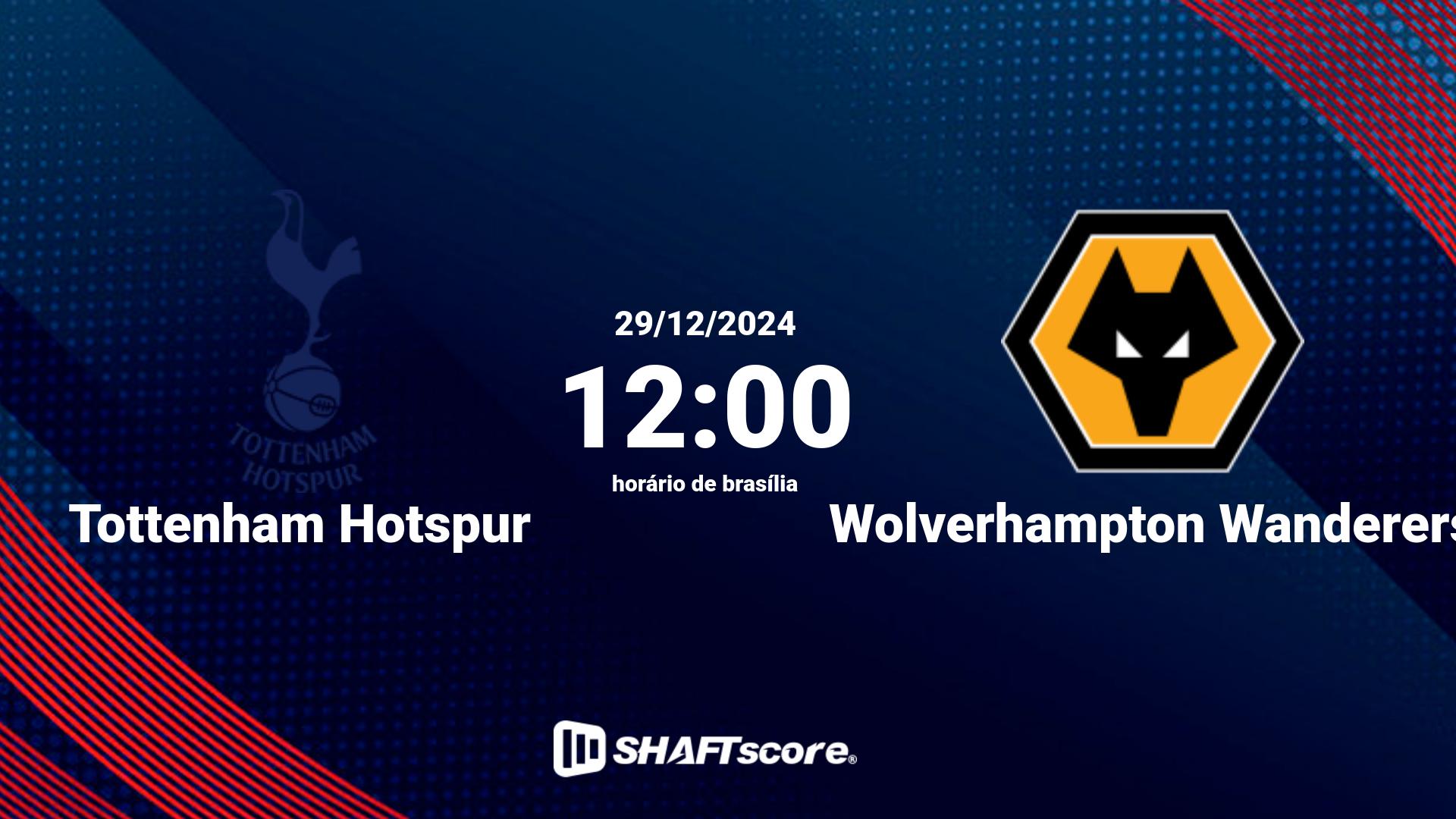 Estatísticas do jogo Tottenham Hotspur vs Wolverhampton Wanderers 29.12 12:00