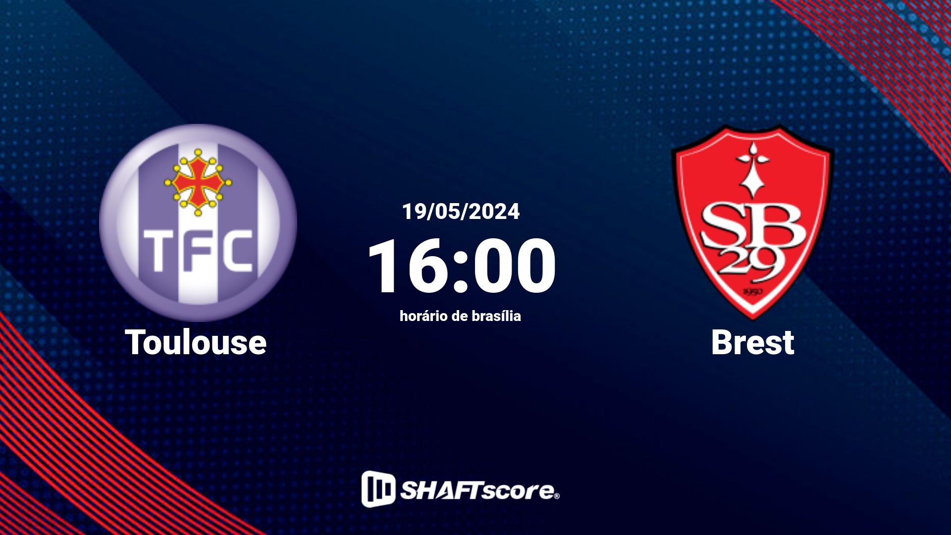 Estatísticas do jogo Toulouse vs Brest 19.05 16:00