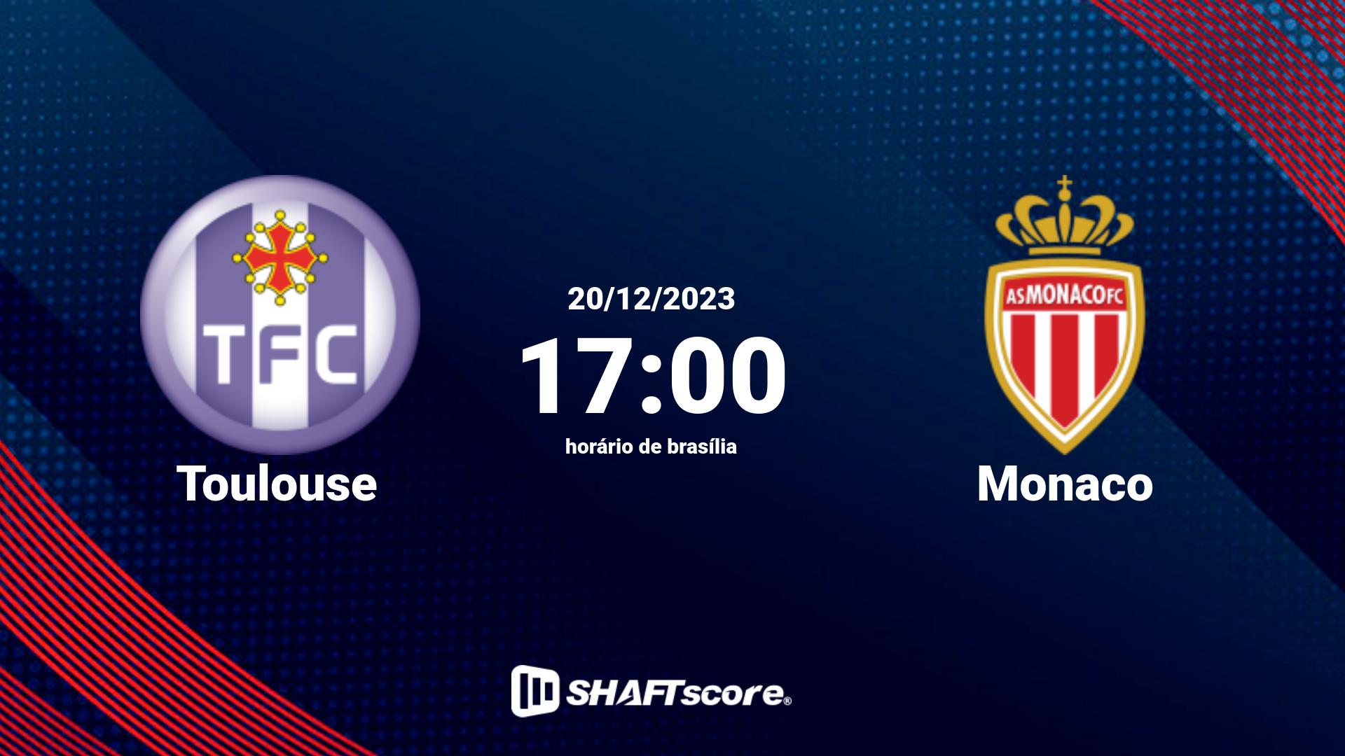 Estatísticas do jogo Toulouse vs Monaco 20.12 17:00