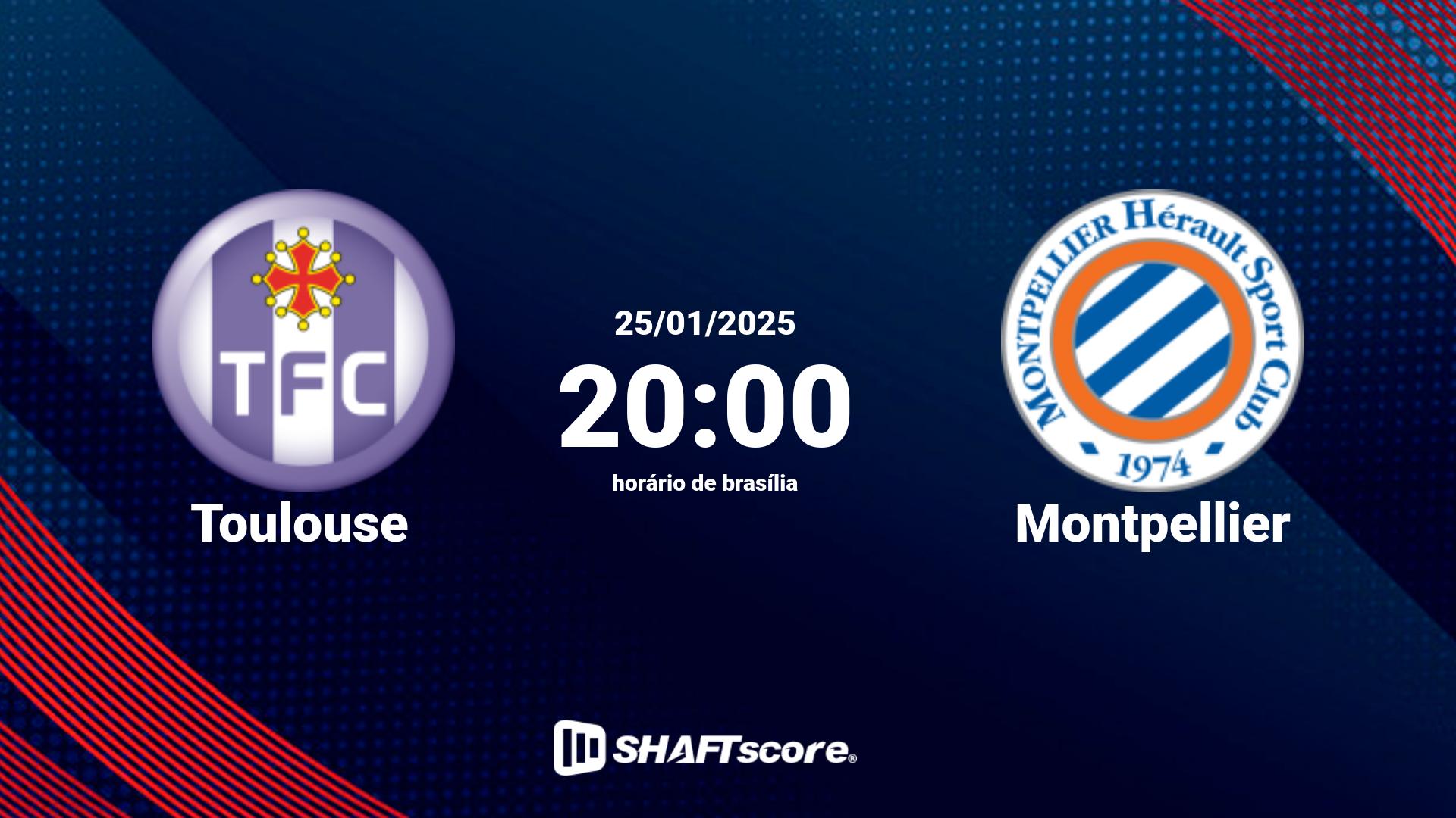 Estatísticas do jogo Toulouse vs Montpellier 25.01 20:00