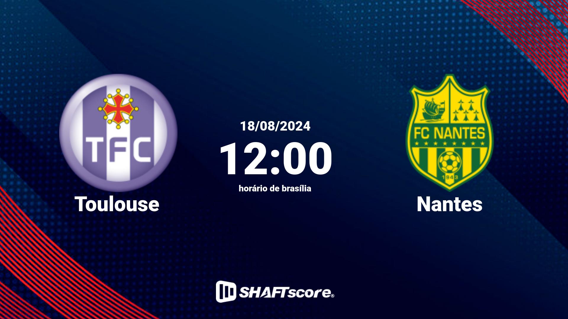 Estatísticas do jogo Toulouse vs Nantes 18.08 12:00