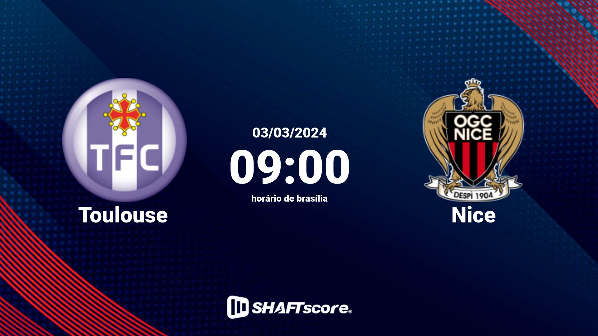 Estatísticas do jogo Toulouse vs Nice 03.03 09:00