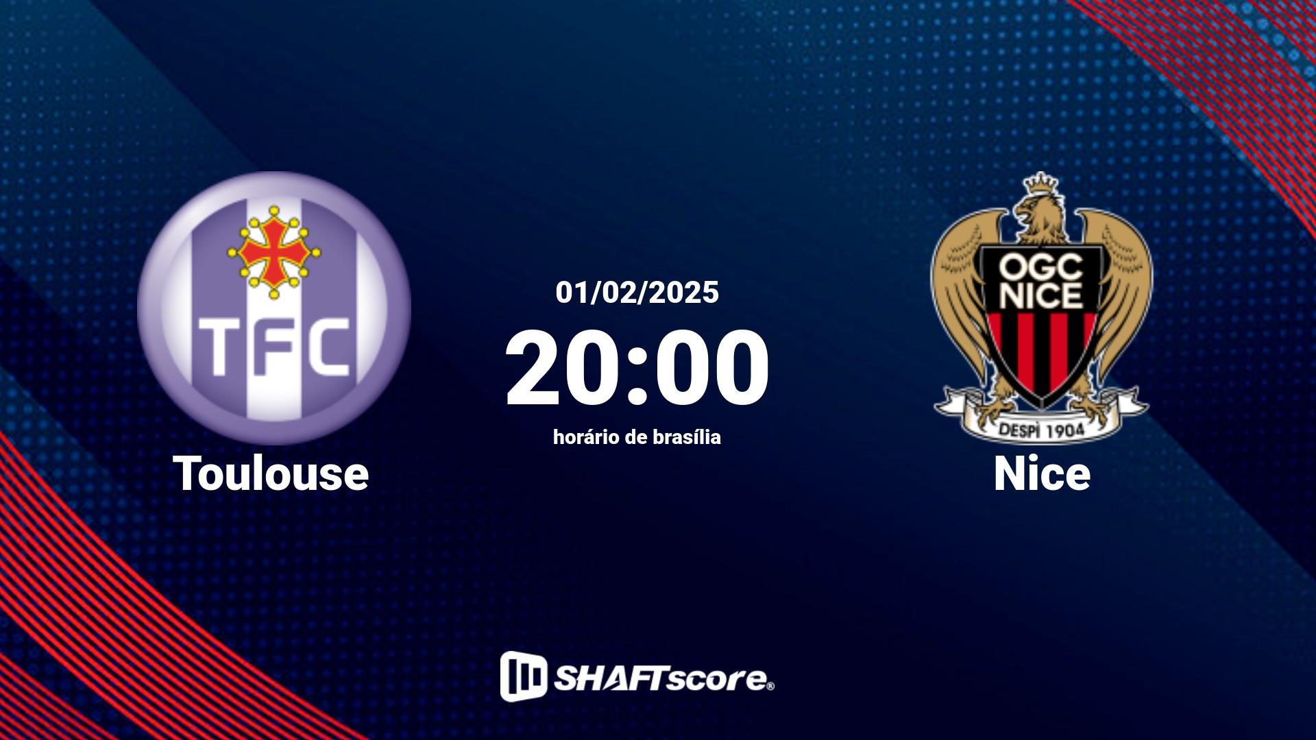 Estatísticas do jogo Toulouse vs Nice 01.02 20:00