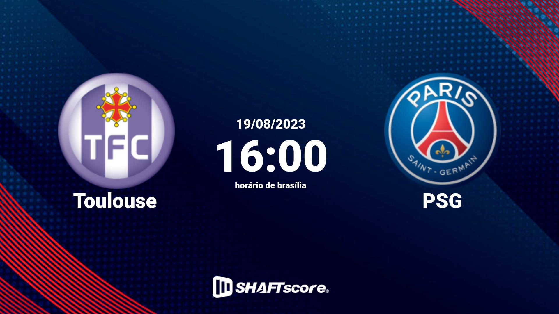 Estatísticas do jogo Toulouse vs PSG 19.08 16:00