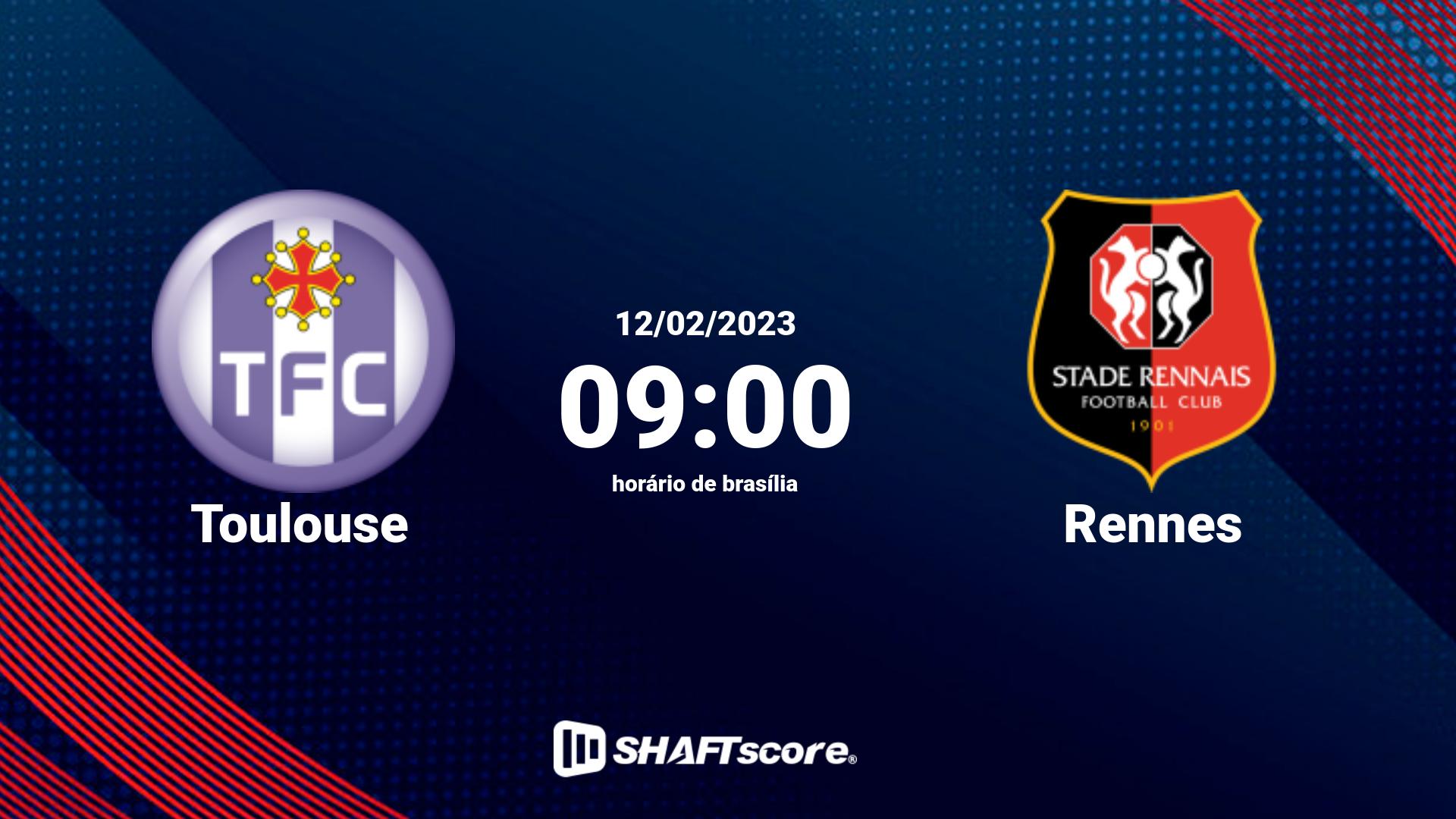 Estatísticas do jogo Toulouse vs Rennes 12.02 09:00