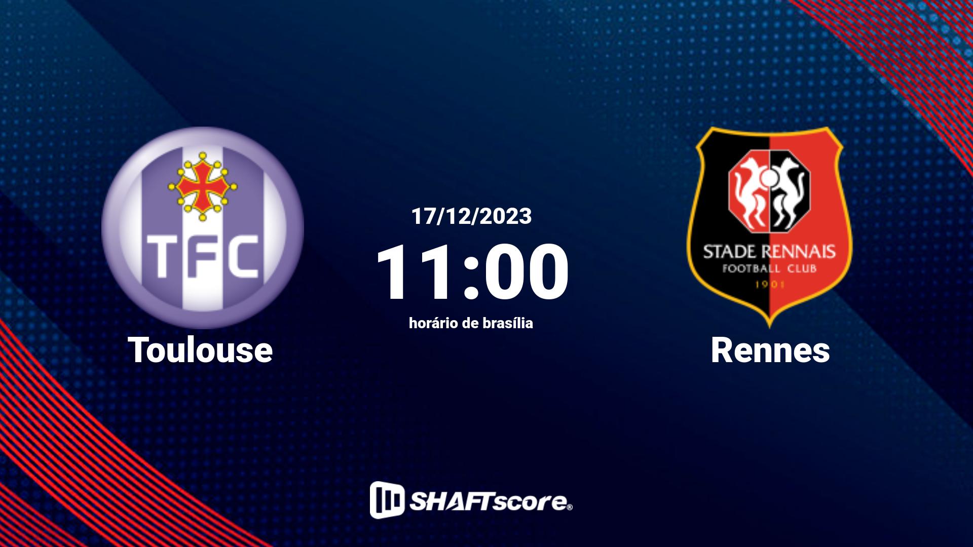 Estatísticas do jogo Toulouse vs Rennes 17.12 11:00