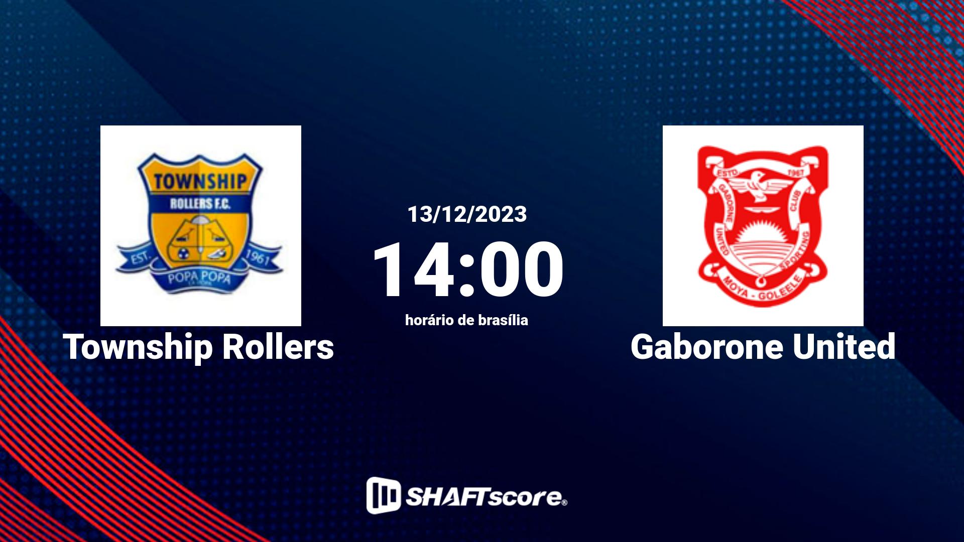 Estatísticas do jogo Township Rollers vs Gaborone United 13.12 14:00