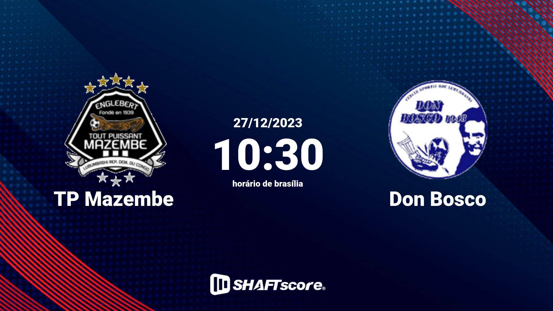 Estatísticas do jogo TP Mazembe vs Don Bosco 27.12 10:30