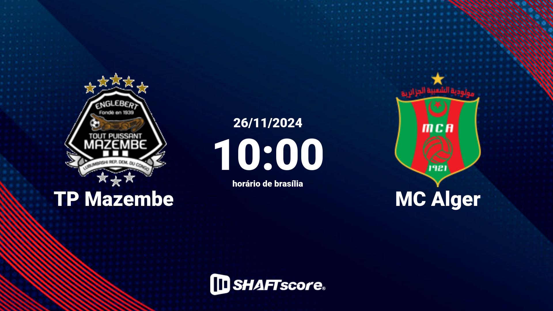 Estatísticas do jogo TP Mazembe vs MC Alger 26.11 10:00