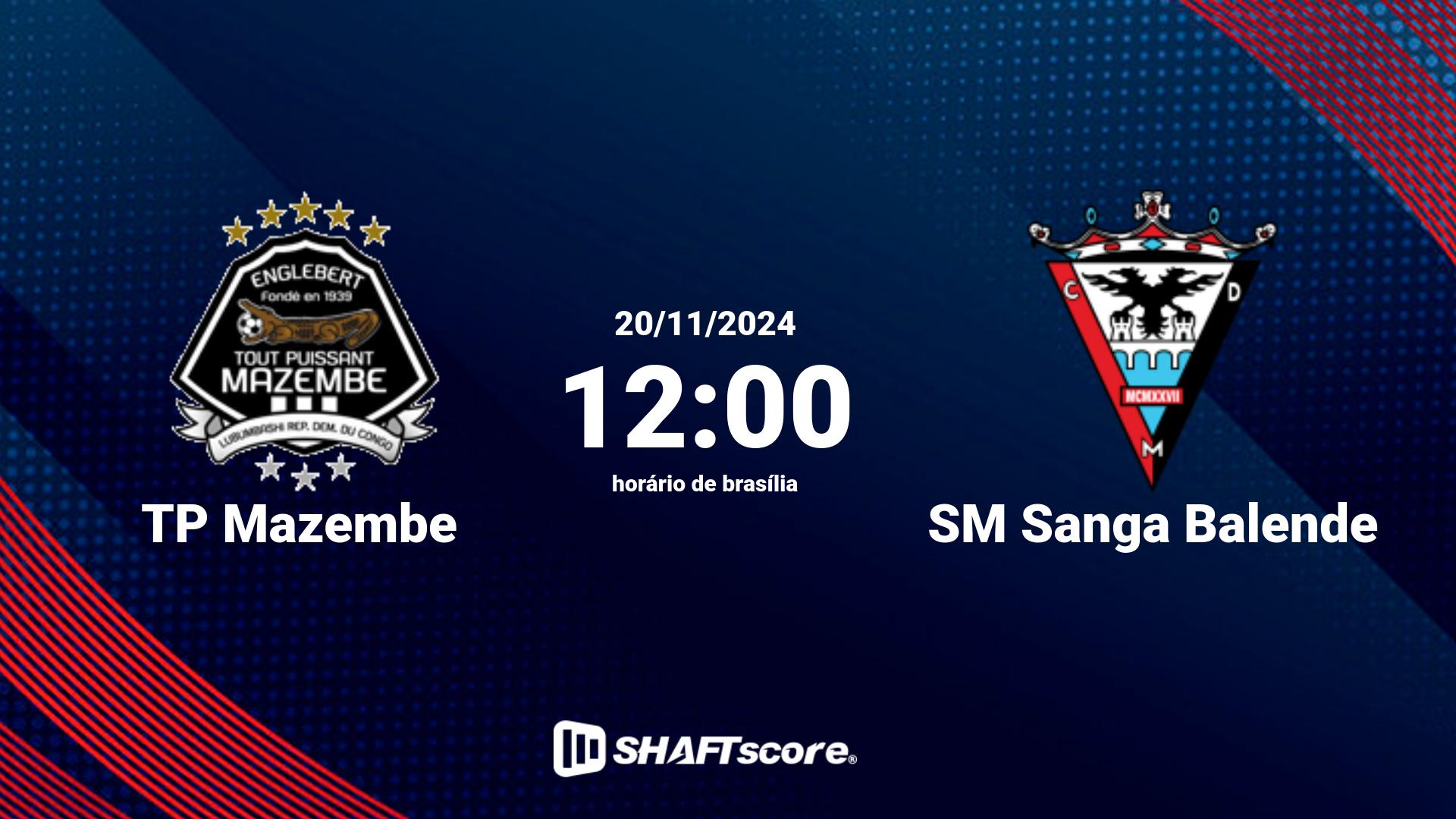 Estatísticas do jogo TP Mazembe vs SM Sanga Balende 20.11 12:00