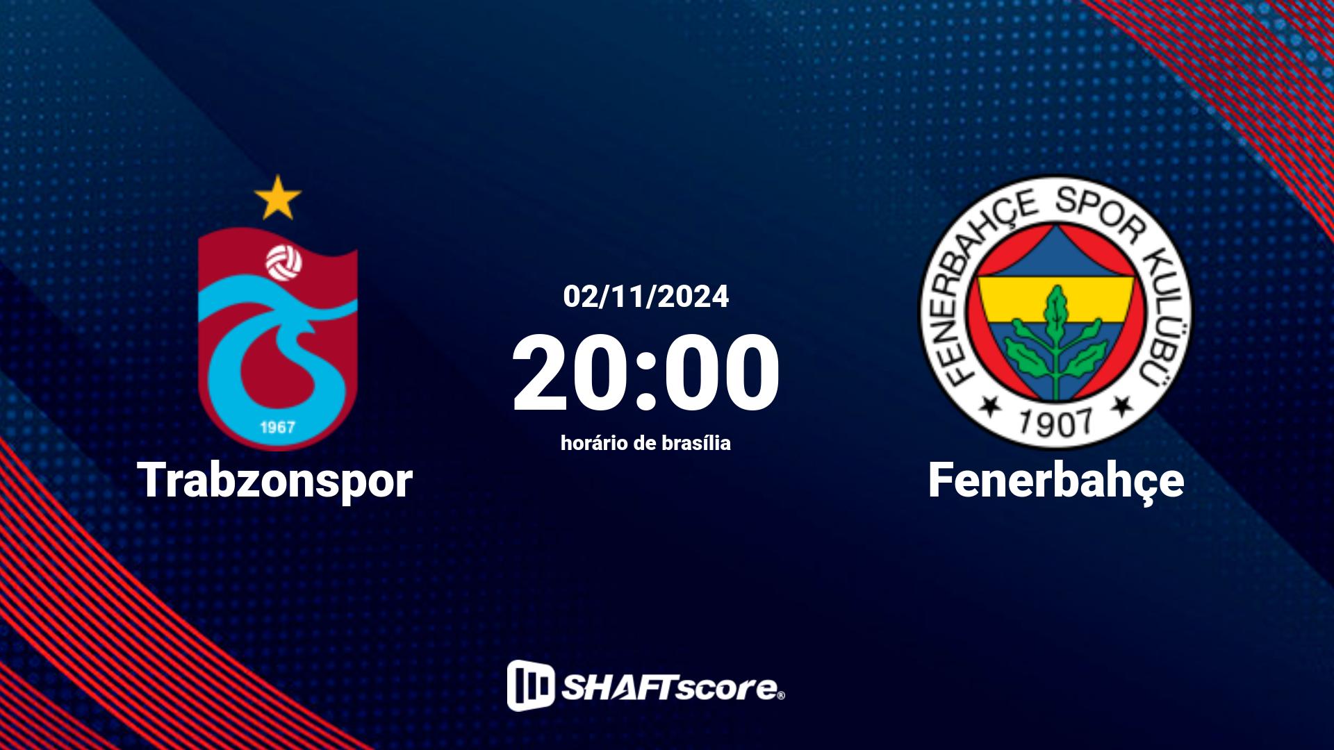 Estatísticas do jogo Trabzonspor vs Fenerbahçe 02.11 20:00