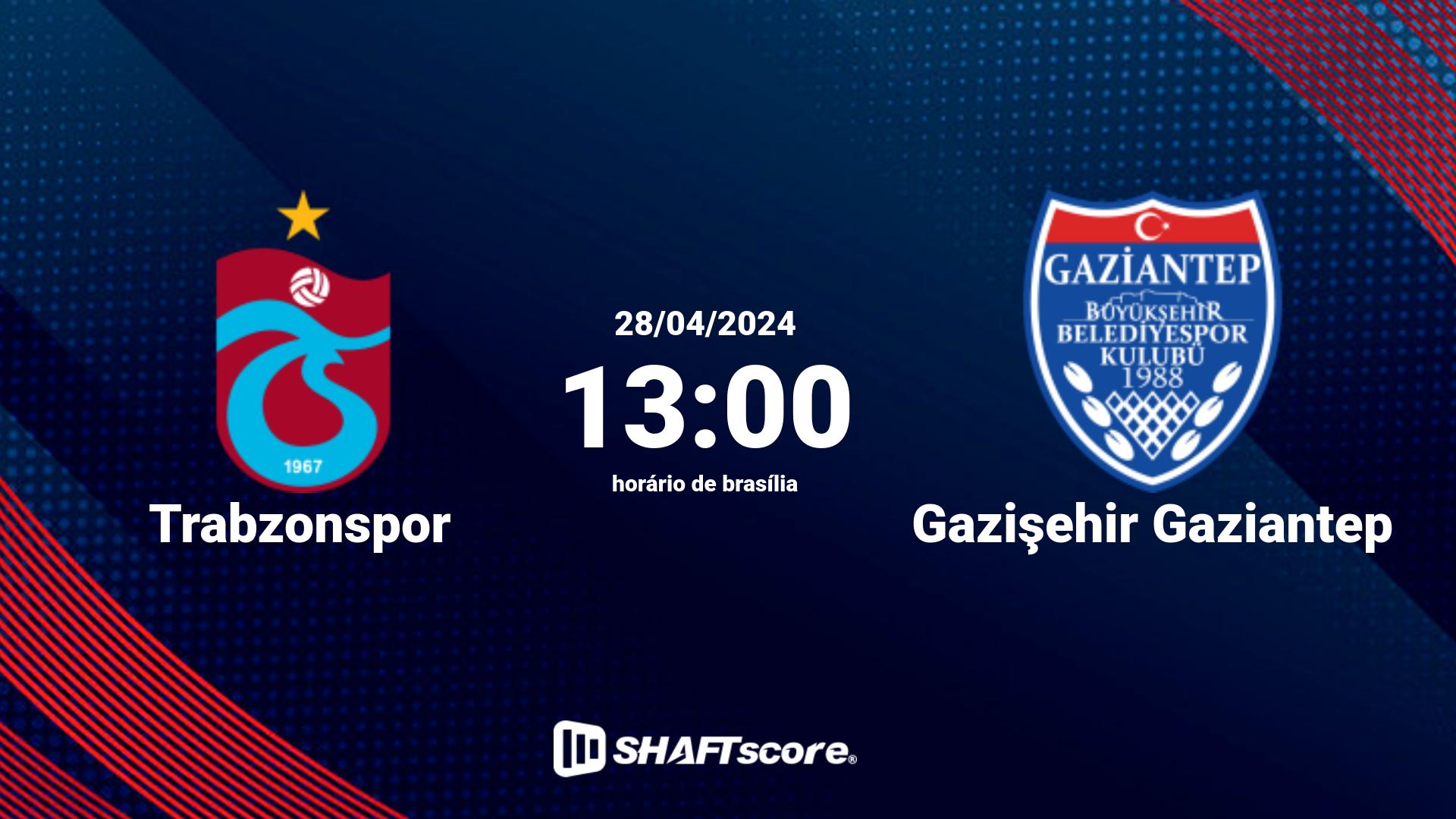 Estatísticas do jogo Trabzonspor vs Gazişehir Gaziantep 28.04 13:00